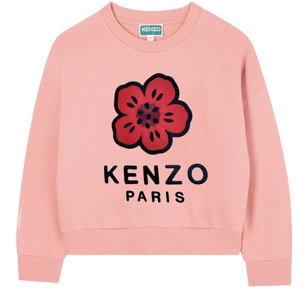 Kenzo Blush Pink Sweatshirt with Red Floral Motif